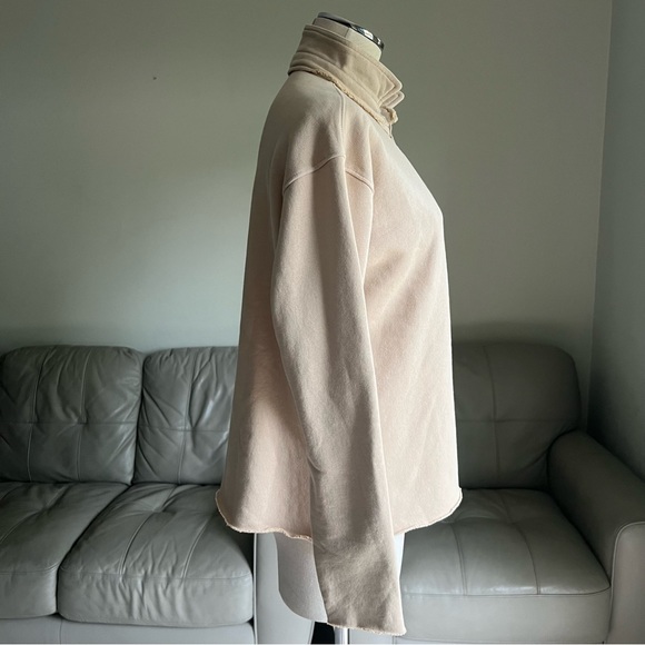 NEW Frank & Eileen Sz S PATRICK POPOVER HENLEY- CAMEL Sweatshirt Raw Cut Relaxed - Picture 8 of 17